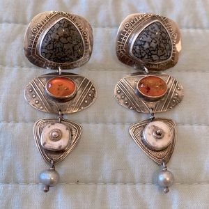 Tabra 4 drop sterling earrings (amber, pearl, etc)